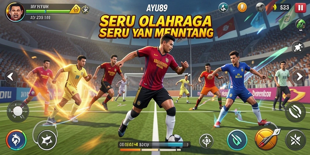 Tangkapan layar dari gameplay AYU89 menampilkan pertandingan olahraga seru.