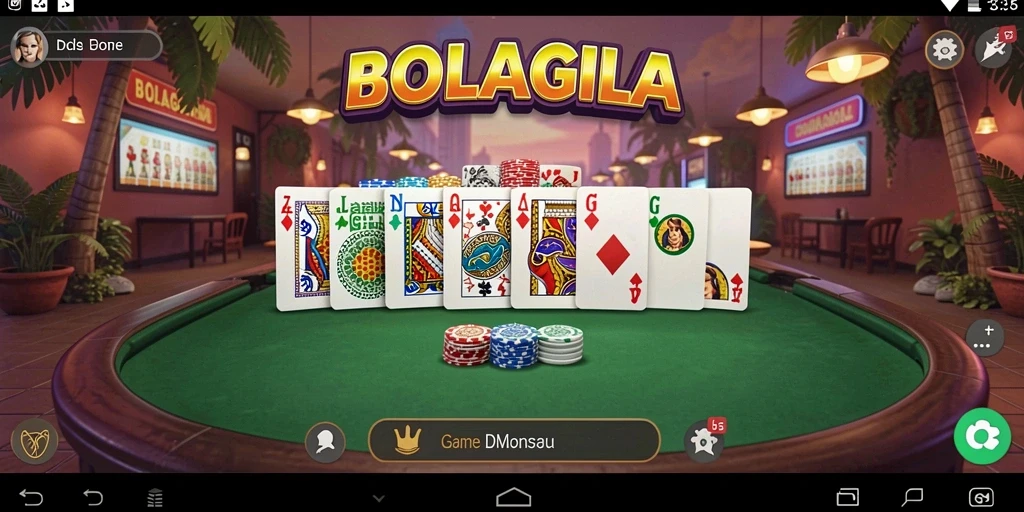 Tampilan gameplay seru dalam BOLAGILA dengan domino.