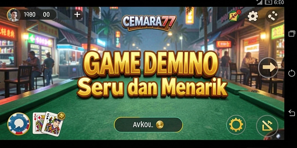 Tampilan gameplay seru dari CEMARA77 di layar permainan domino.
