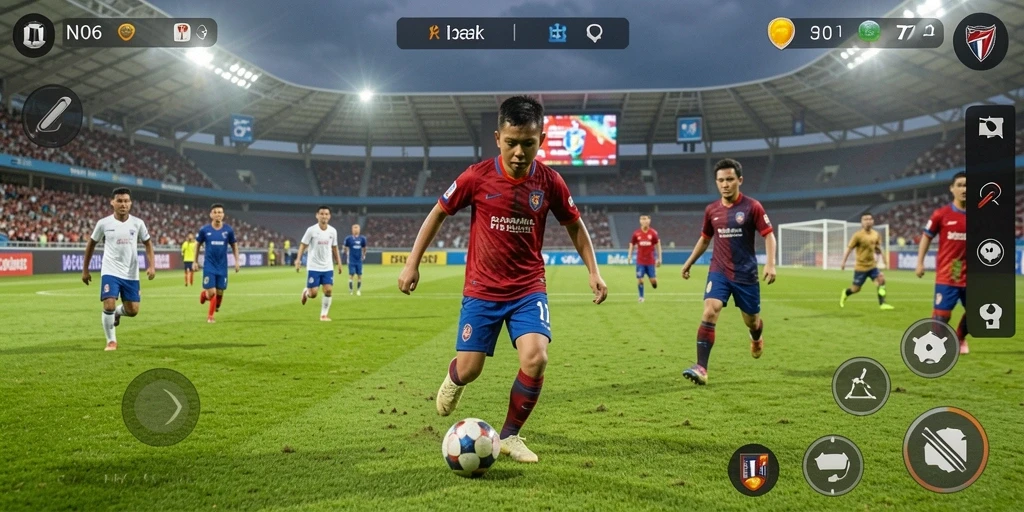 Gameplay N06 yang seru dan mendebarkan di lapangan sepak bola.