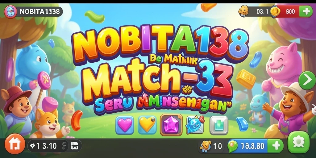 Tampilan gameplay seru permainan Match-3 NOBITA138.