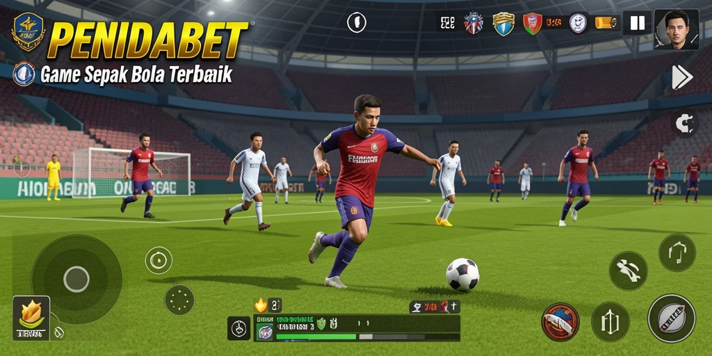 Tampilan gameplay seru di PENIDABET dengan aksi sepak bola yang mendebarkan.