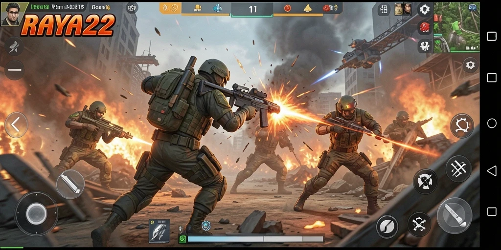 Tampilan gameplay RAYA22 yang seru dan penuh aksi dalam TPS.