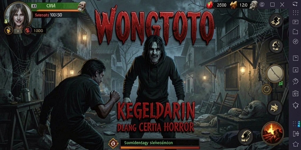 Screenshot gameplay WONGTOTO menampilkan suasana Horror yang mencekam.